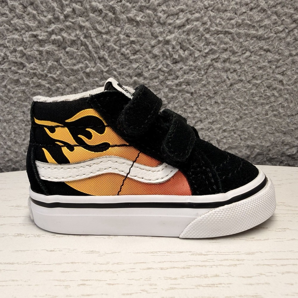 Vans Toddler Hot Flame Sk8-Mid Reissue V Size 3 US Toddler Black/White
